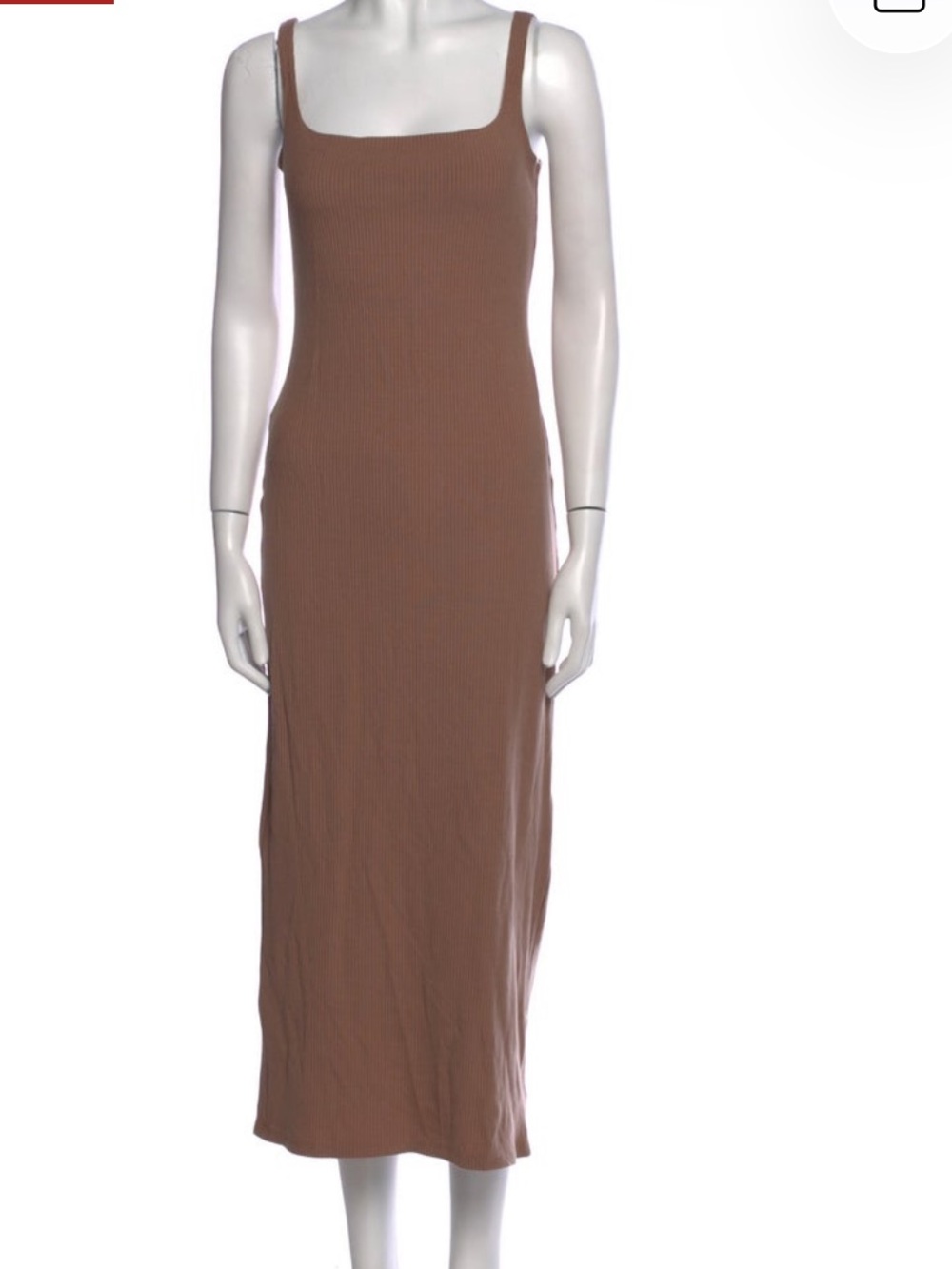 Reformation Ribbed Square-Neck Knit Midi Dress - Brown